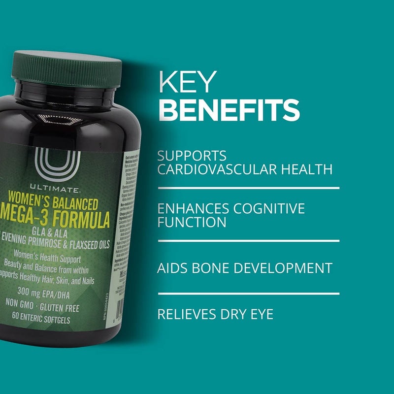 Ultimate Women's Balanced Omega 3 With Evening Primrose & Flaxseed Oil Softgels, Pack of 60's