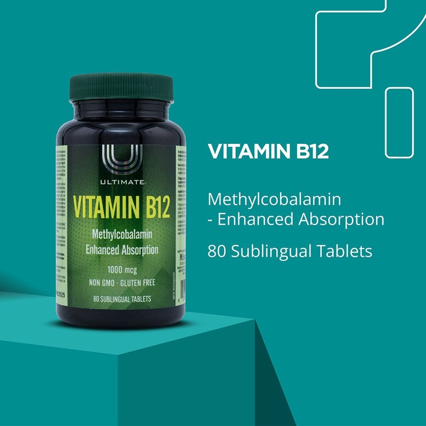 Ultimate Vitamin B12 1000mcg Methylcobalamin Sublingual Tablets, Pack of 80's