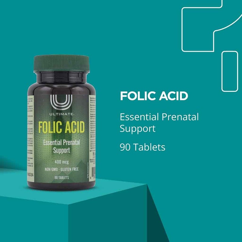 Ultimate Folic Acid 400mcg Prenatal Supplement Tablets, Pack of 90's