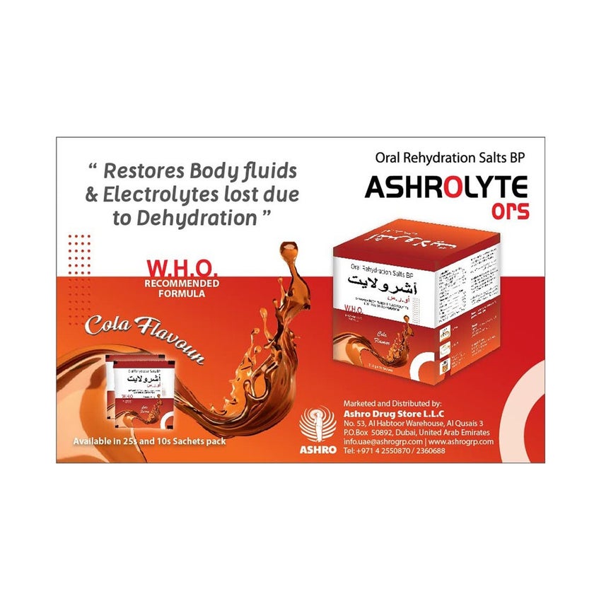 Ashrolyte ORS Oral Rehydration Salts, Pack of 25 Sachets