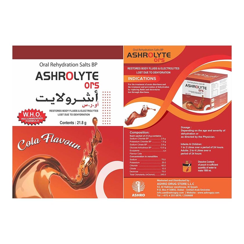 Ashrolyte ORS Oral Rehydration Salts, Pack of 10 Sachets