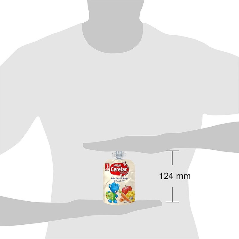 Nestle Cerelac Fruits Puree Pouch With Apple, Carrot & Mango For Babies From 6 Months, 16 x 90g, Pack of 16's