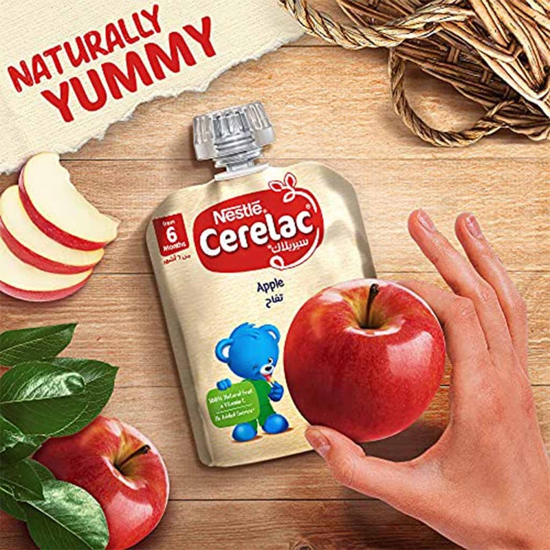 Nestle Cerelac Fruits Puree Pouch With Apple For Babies From 6 Months, 16 x 90g, Pack of 16's