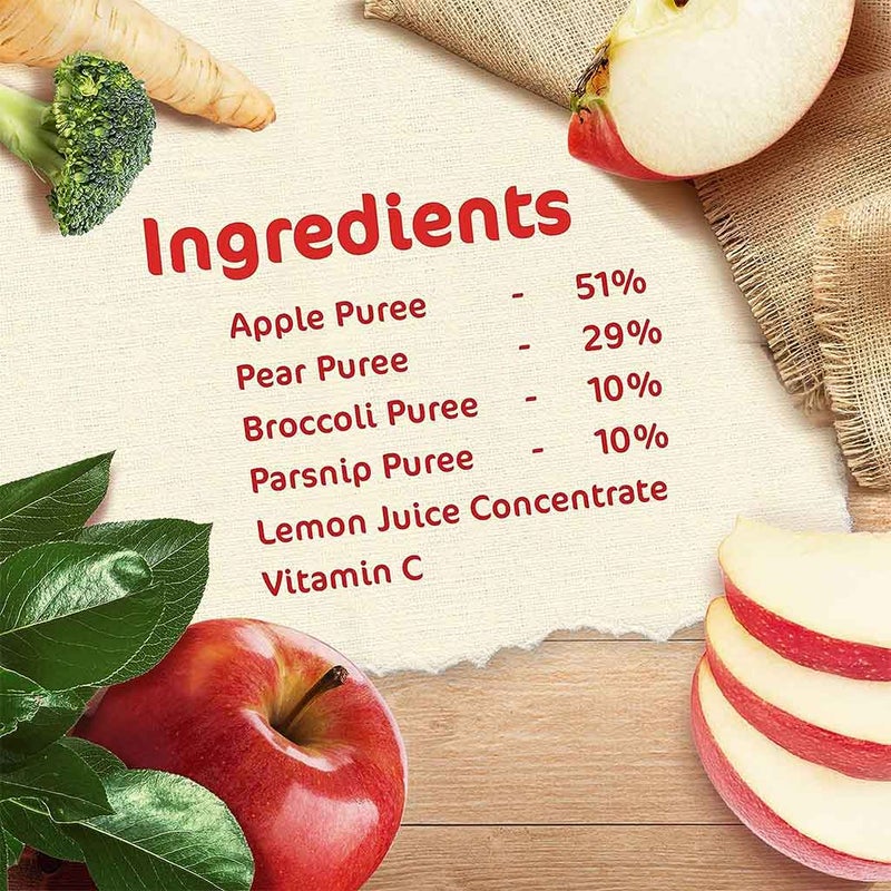 Nestle Cerelac Fruits Puree Pouch With Broccoli, Parsnip, Apple & Pear For Babies From 6 Months, 16 x 90g, Pack of 16's