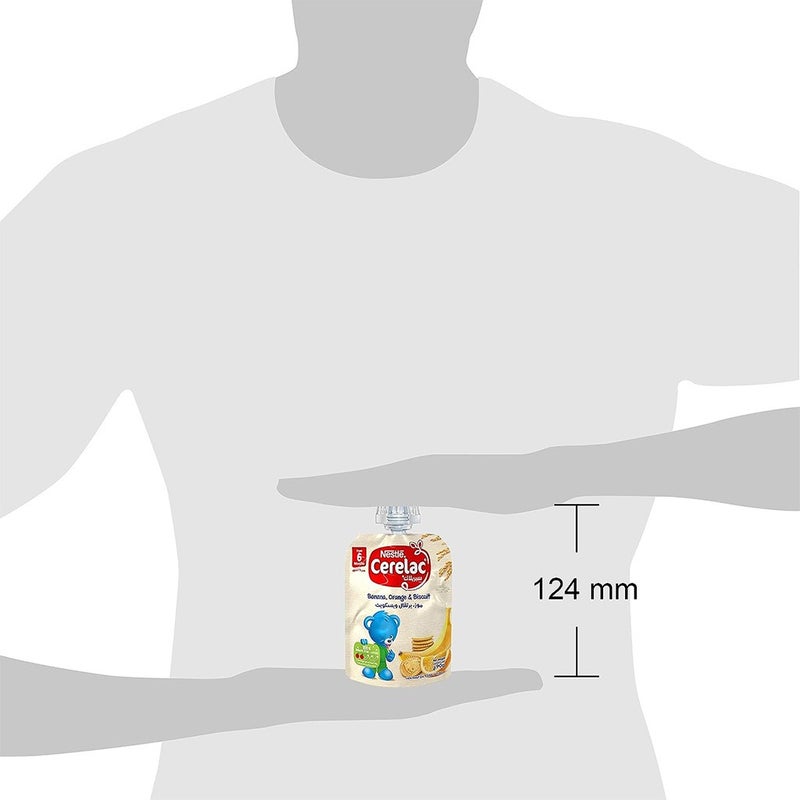 Nestle Cerelac Fruits Puree Pouch With Banana, Orange & Biscuit For Babies From 6 Months, 16 x 90g, Pack of 16's