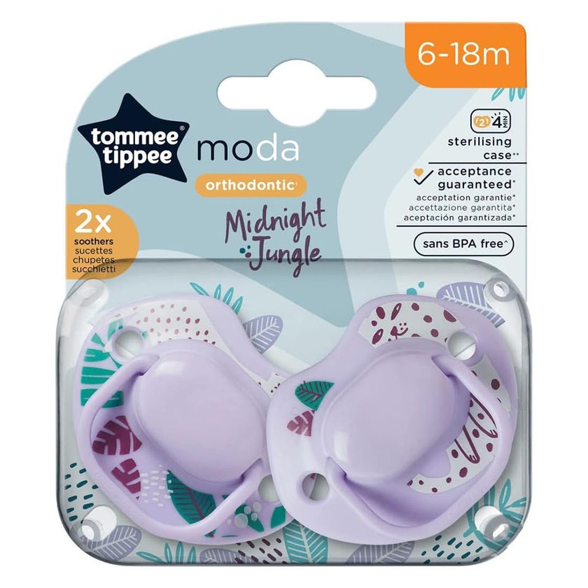 Tommee Tippee Moda Soother In Purple Color For 6-18 Months Infant, Pack of 2's