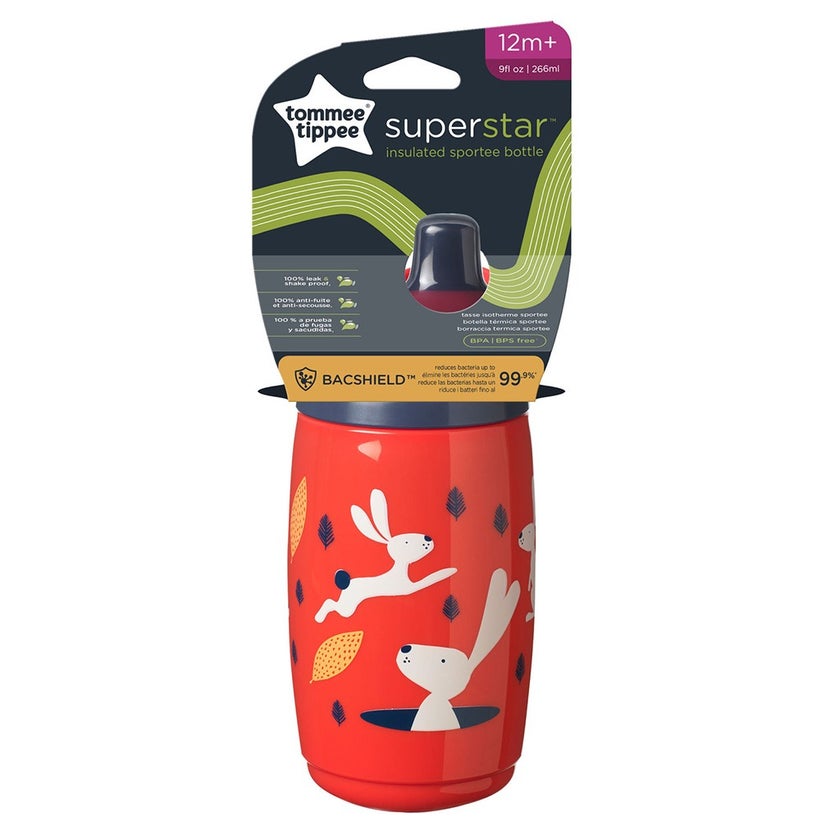 Tommee Tippee Superstar Toddlers Insulated Sportee Water Bottle From 12+ Months 266ml-Assorted Color