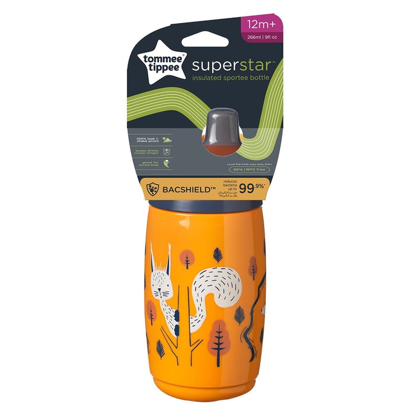 Tommee Tippee Superstar Toddlers Insulated Sportee Water Bottle From 12+ Months 266ml-Assorted Color