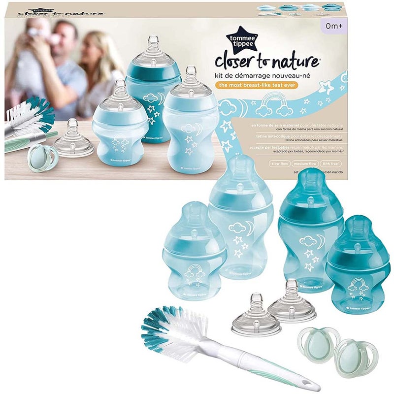 Tommee Tippee Closer To Nature Newborn Starter Feeding Kit For 0+ Months - Mixed Sizes - Blue Color