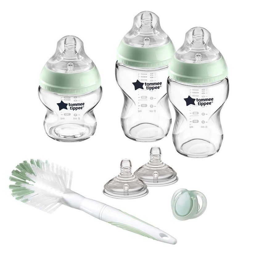Tommee Tippee Closer To Nature Newborn Starter Clear Glass Baby Feeding Bottle Set For 0+ Months - Assorted