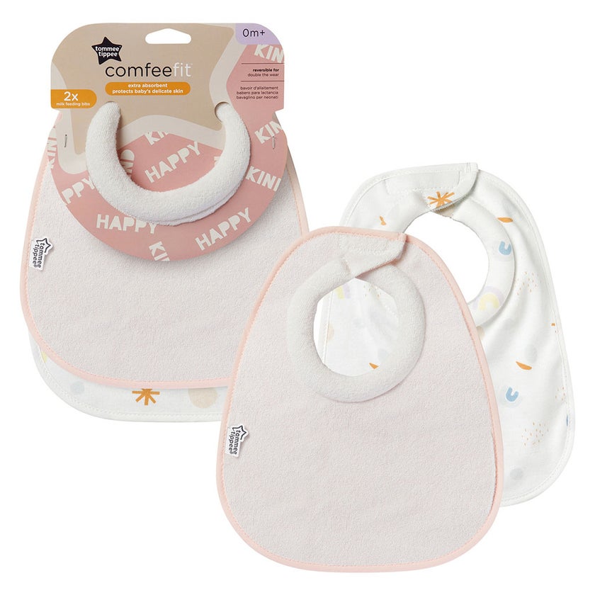 Tommee Tippee Closer To Nature Comfee Fit Light Baby Bibs For 0+ Months - Pink, Pack of 2’s 
