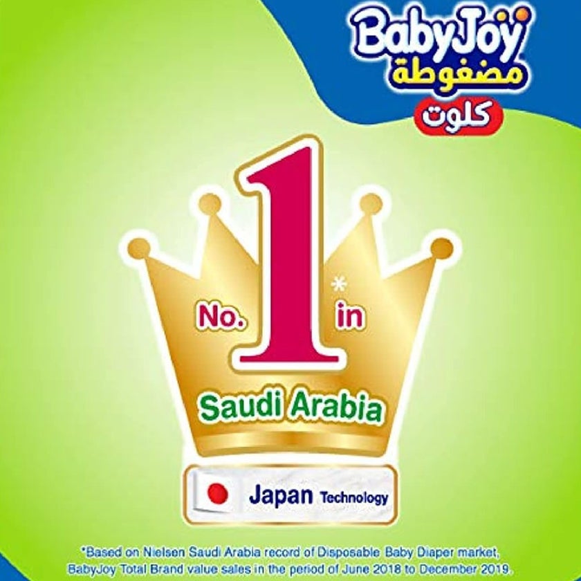 BabyJoy Compressed Diamond Pad Culotte Pant Baby Diapers, Size 4, Large For 9-14Kg Baby, Mega Pack of 56's