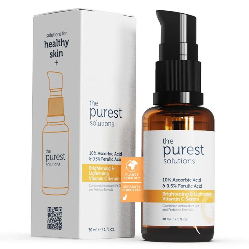 The Purest Solutions 10% Ascorbic Acid & 0.5% Ferulic Acid Brightening & Lightening Vitamin C Facial Serum 30ml