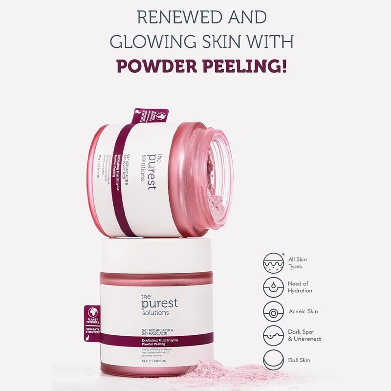 The Purest Solutions 0.6% Azelaic Acid & 0.6% Malic Acid Exfoliating & Peeling Fruit Enzyme Powder 55g