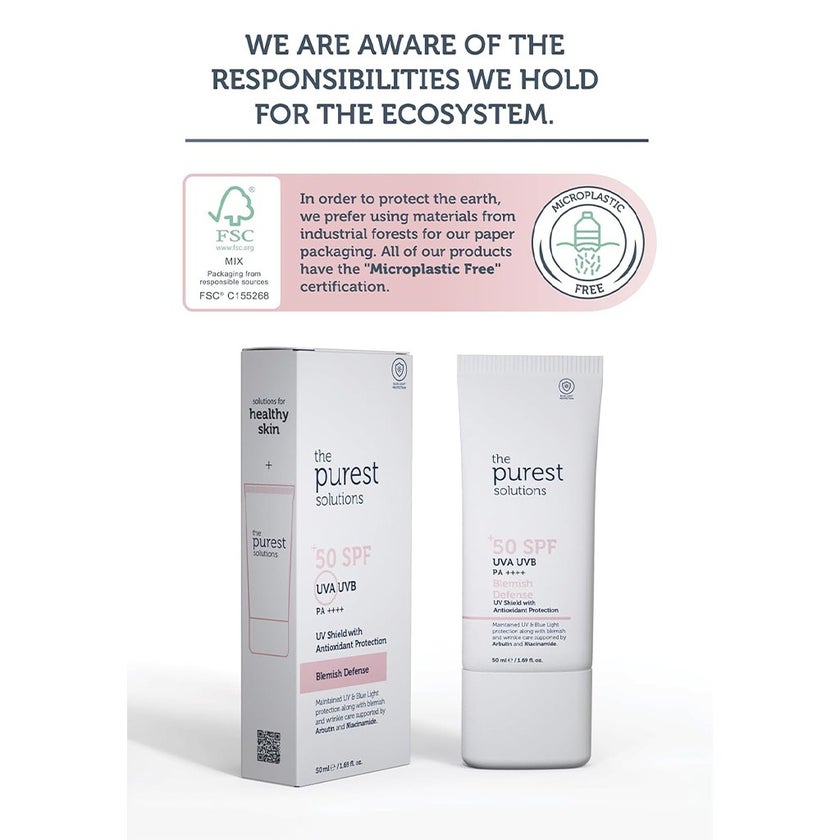 The Purest Solutions Blemish Defense Sunscreen With SPF 50+ & PA++++ 50ml