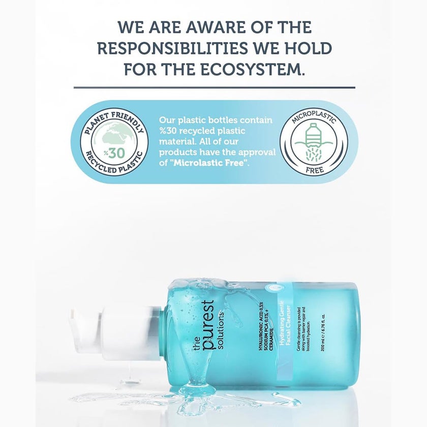 The Purest Solutions 0.5% Hyaluronic Acid 0.5% Sodium PCA + Ceramide Hydrating Gentle Facial Cleanser 200ml