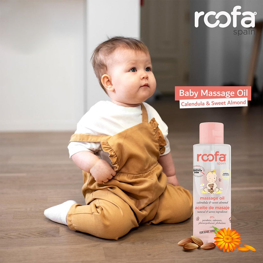 Roofa Baby Body Massage Oil With Calendula & Sweet Almond For Sensitive Skin 100ml