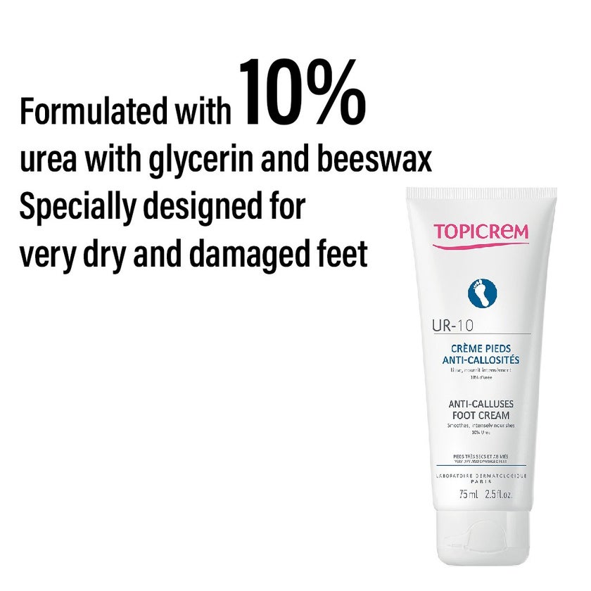 Topicrem UR 10 Anti-Callus Foot Cream For Very Dry And Damaged Feet 75ml