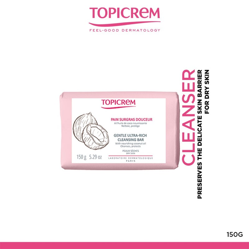 Topicrem Gentle Ultra-Rich Cleansing Bar For Dry Skin 150g