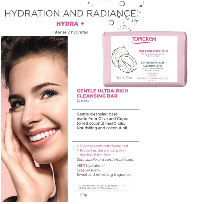 Topicrem Gentle Ultra-Rich Cleansing Bar For Dry Skin 150g