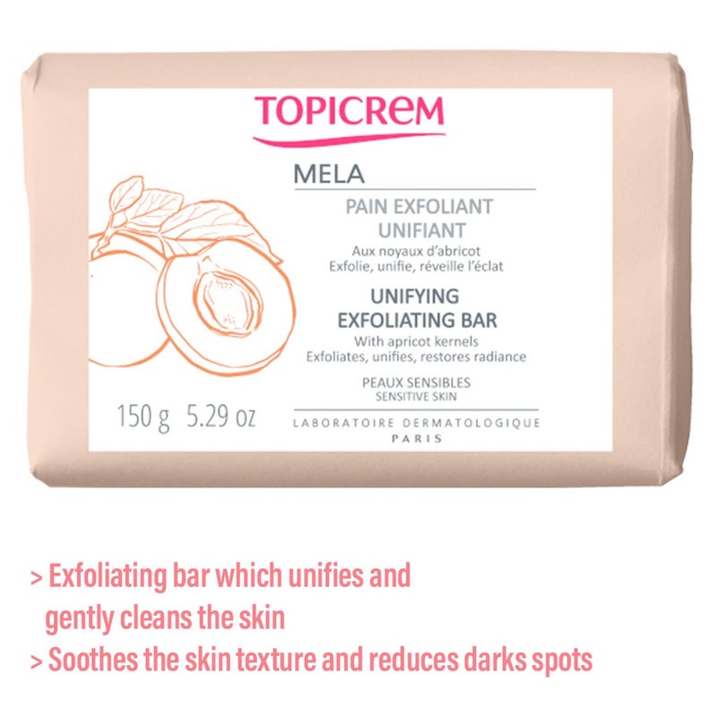 Topicrem Mela Unifying Exfoliating Bar For Sensitive Skin 150g