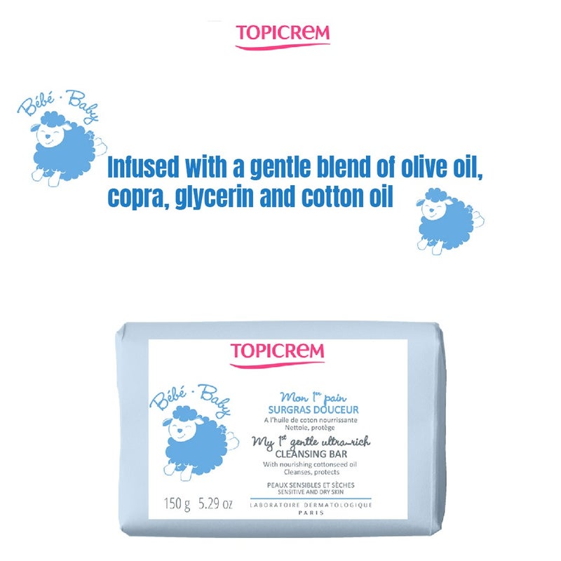 Topicrem My 1st Gentle Ultra-Rich Cleansing Bar For Sensitive & Dry Skin 150g