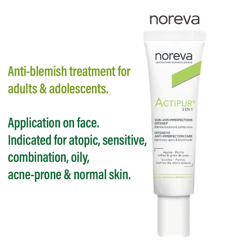 Noreva Actipur 3-in-1 Anti-Imperfection Care Cream For Acne Prone Skin 30ml