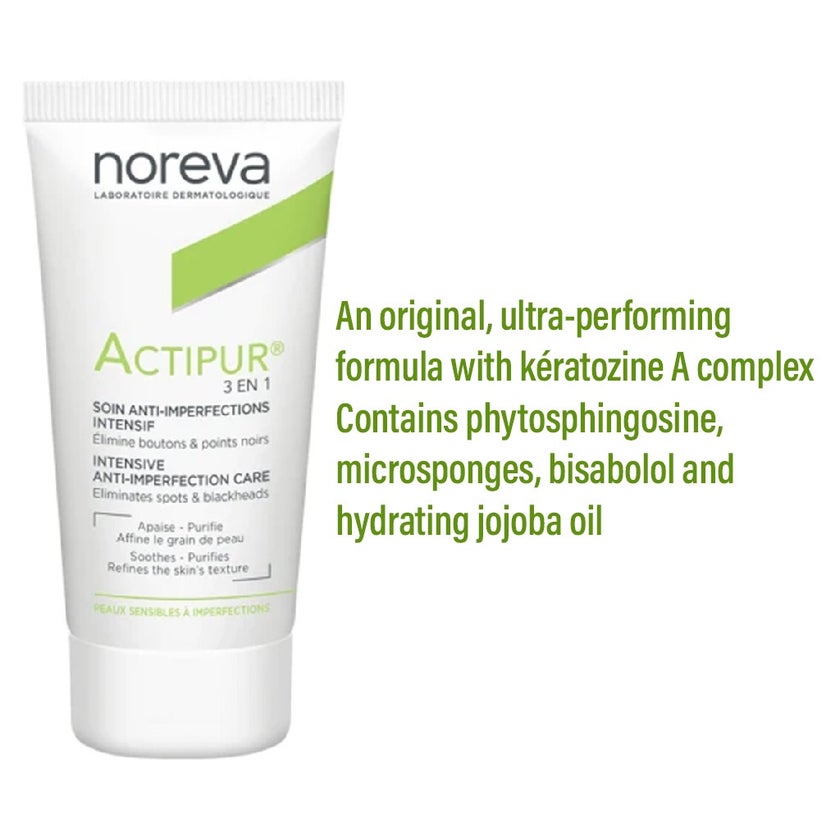 Noreva Actipur 3-in-1 Anti-Imperfection Care Cream For Acne Prone Skin 30ml