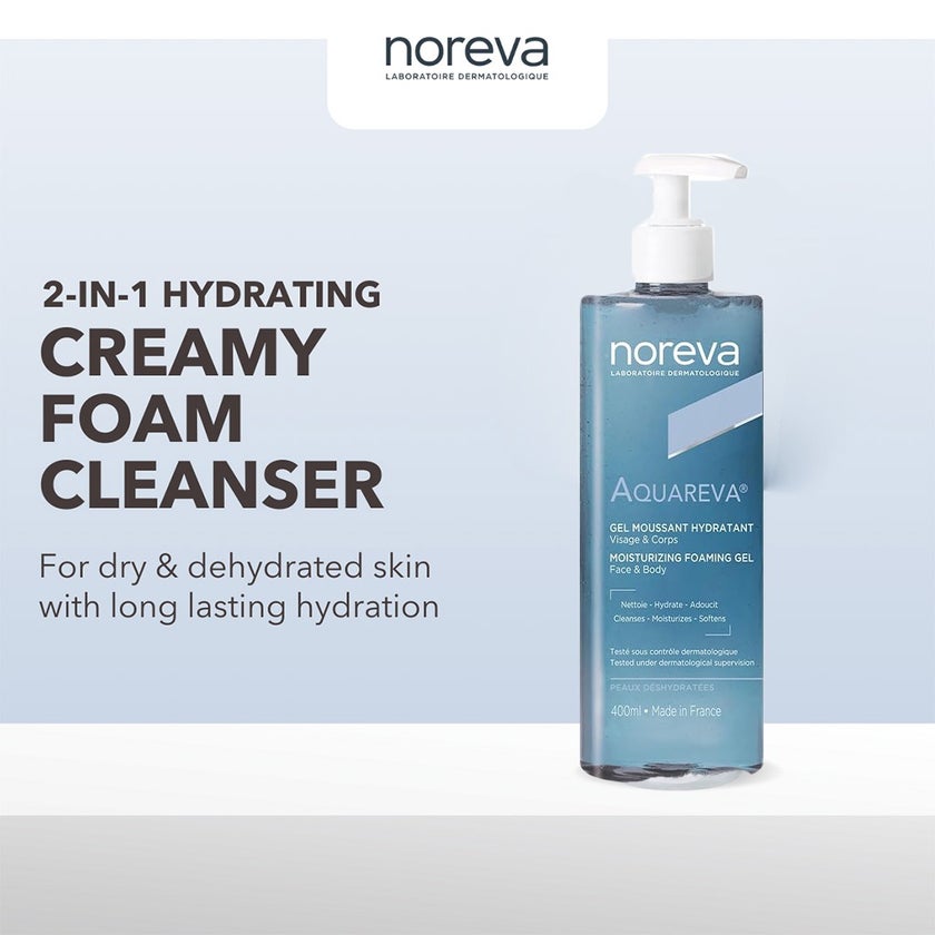 Noreva Aquareva Moisturizing Foaming Gel To Cleanse Face & Body 400ml