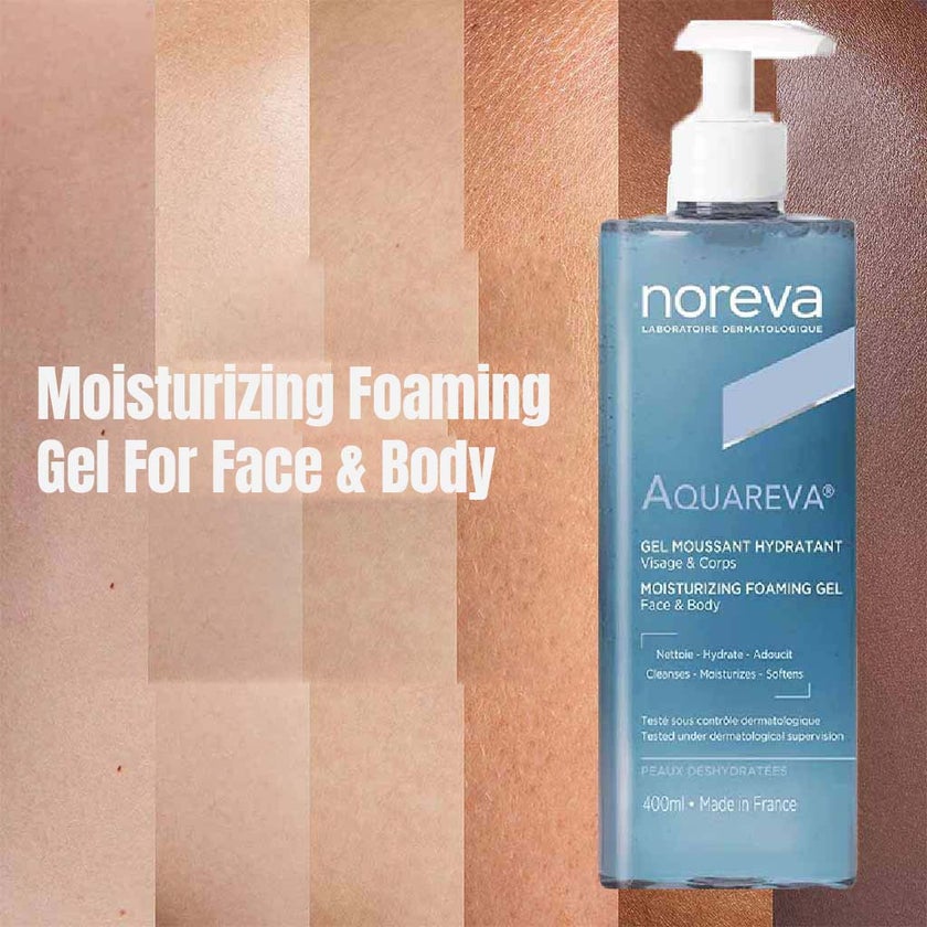 Noreva Aquareva Moisturizing Foaming Gel To Cleanse Face & Body 400ml