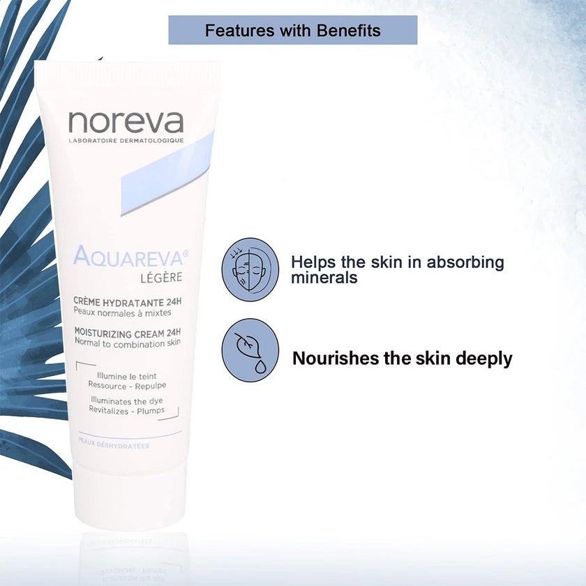 Noreva Aquareva Light 24-hour Moisturizing Cream For Normal To Combination Skin Types 40ml