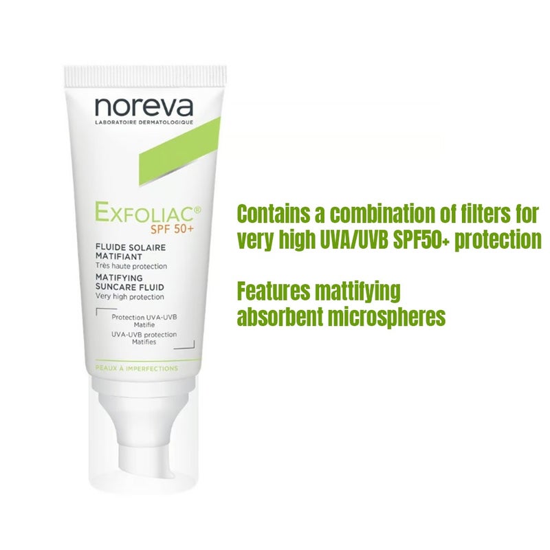 Noreva Exfoliac Mattifying Suncare Fluid Sunscreen With SPF50+ 40ml