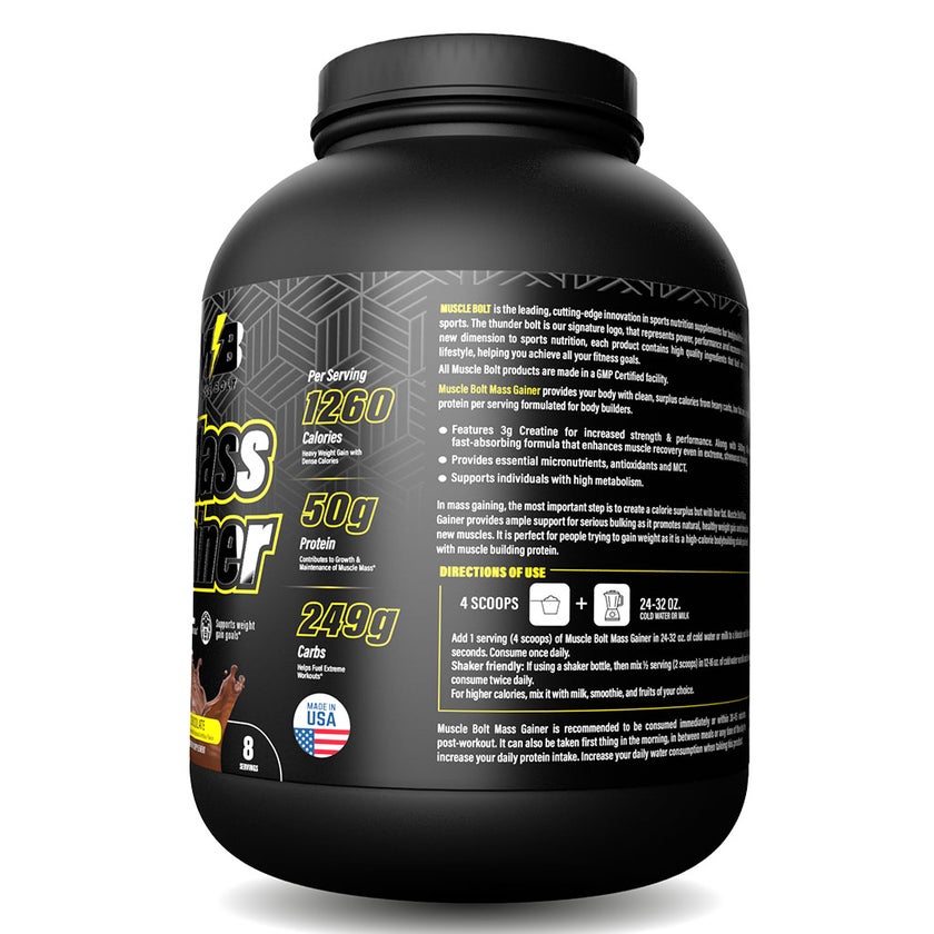 Muscle Bolt Mass Gainer Protein Powder Mix For Weight Gain, Chocolate 6lb