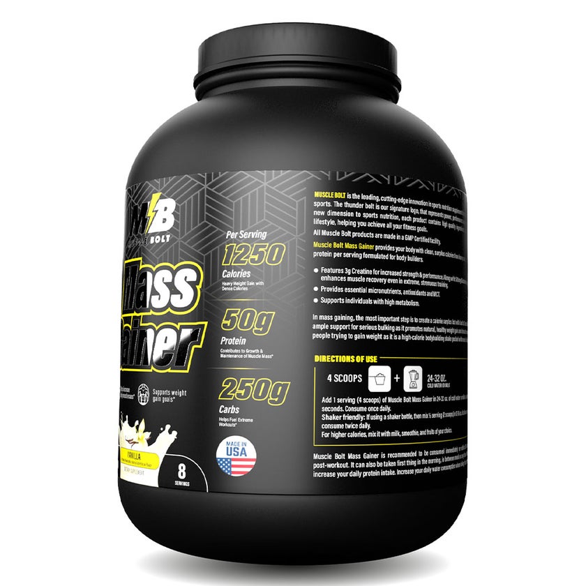 Muscle Bolt Mass Gainer Protein Powder Mix For Weight Gain, Vanilla 6lb