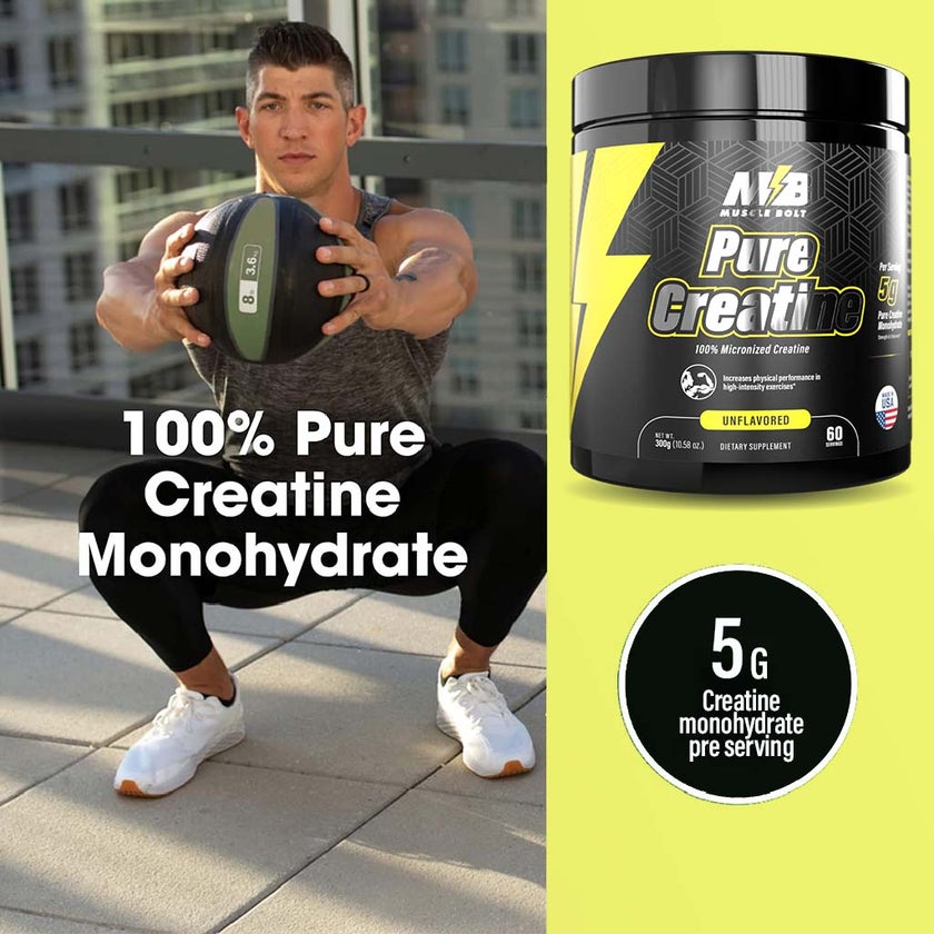 Muscle Bolt 100% Micronized Pure Creatine, Unflavored 300g