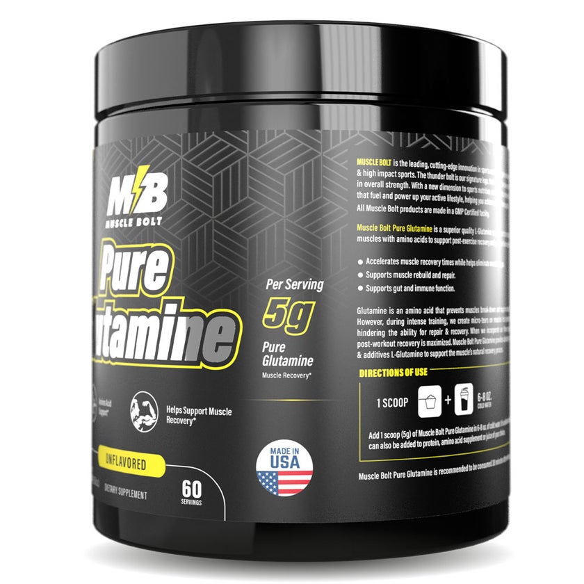 Muscle Bolt Pure Glutamine Powder Supplement For Muscle Recovery, Unflavored 300g