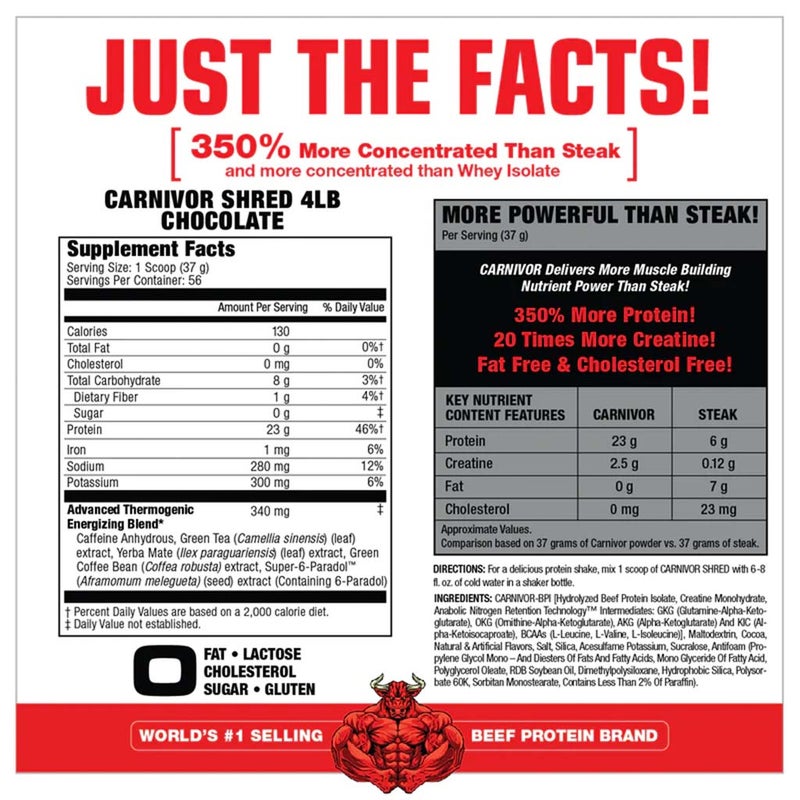 MuscleMeds Carnivor Shred Fat Burning Beef Protein Isolate Hydrolyzed Protein Powder, Vanilla Caramel Flavor 4lb