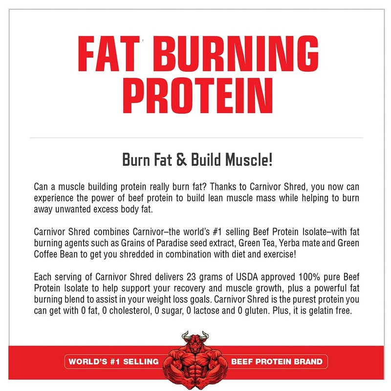 MuscleMeds Carnivor Shred Fat Burning Beef Protein Isolate Hydrolyzed Protein Powder, Vanilla Caramel Flavor 4lb