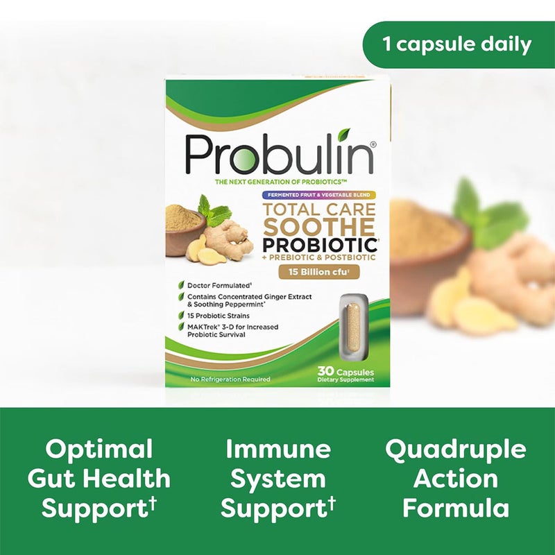 Probulin Total Care Soothe Probiotic + Prebiotic & Postbiotic 15 Billion CFU Capsules, Pack of 30's