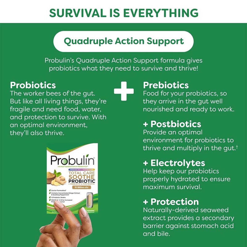 Probulin Total Care Soothe Probiotic + Prebiotic & Postbiotic 15 Billion CFU Capsules, Pack of 30's