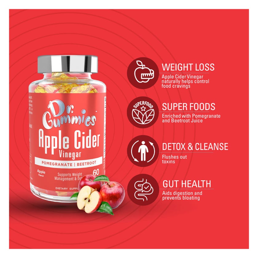 Dr. Gummies Apple Cider Vinegar Gummies For Weight Loss, Pack of 60's