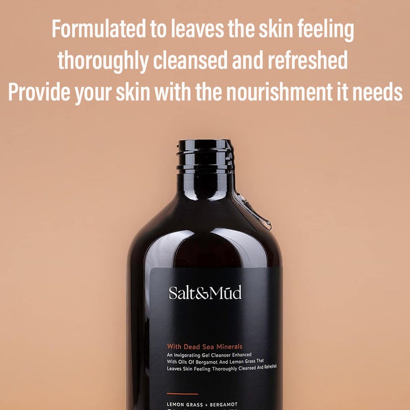 Salt And Mud Invigorating Shower Gel Cleanser With Dead Sea Minerals, Lemon Grass & Bergamot 500ml