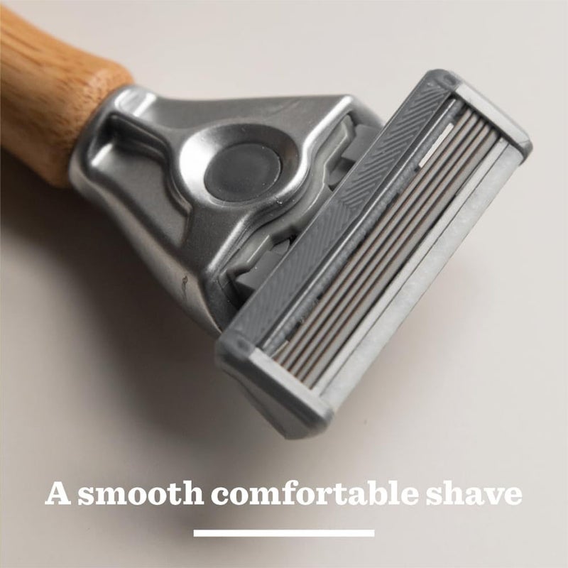 Bulldog Skincare Original Bamboo Razor + 2 Blade Cartridges, Pack of 3 Pieces