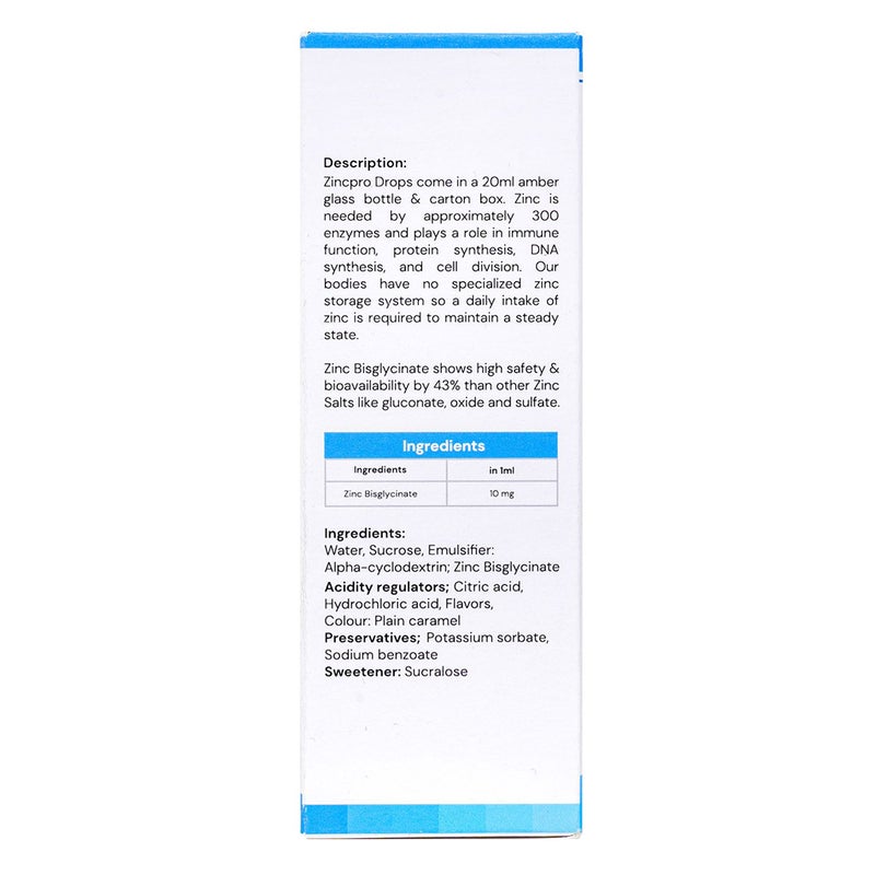 Zincpro 10mg/ml Baby Zinc Drops For Immune Support 20ml 