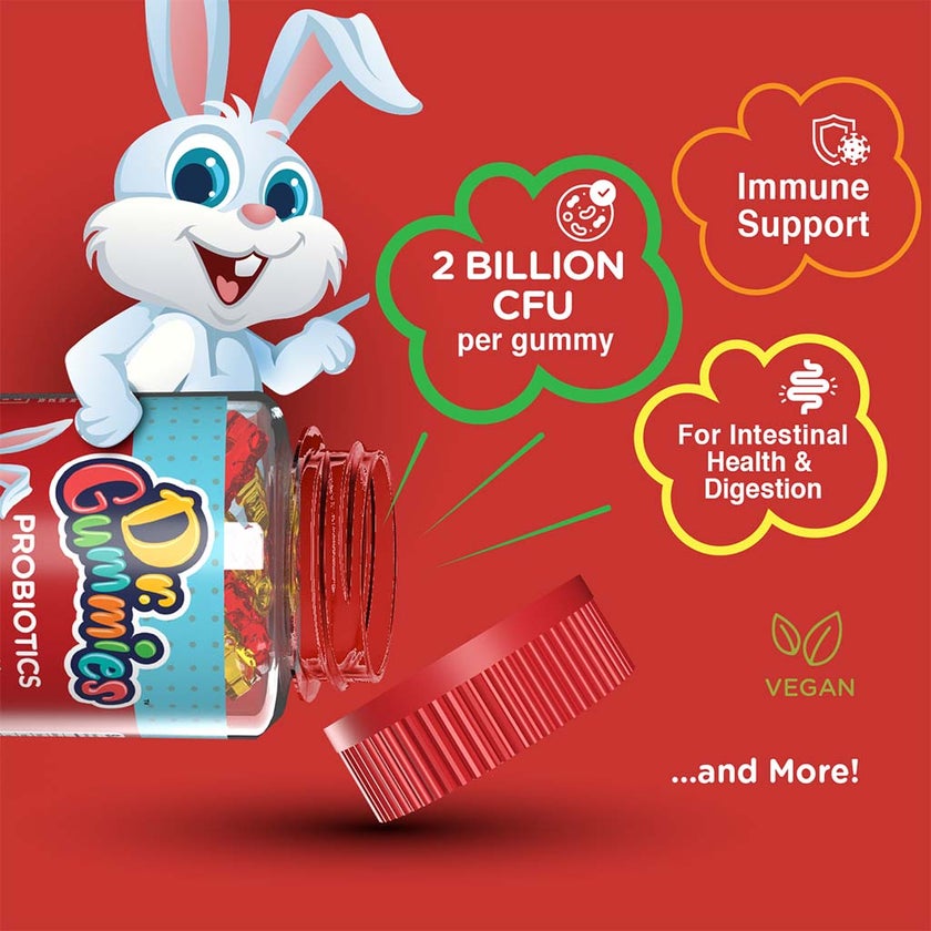 Dr. Gummies Kids Probiotic Gummies With 2 Billion CFU For Digestive Support, Pack of 60’s