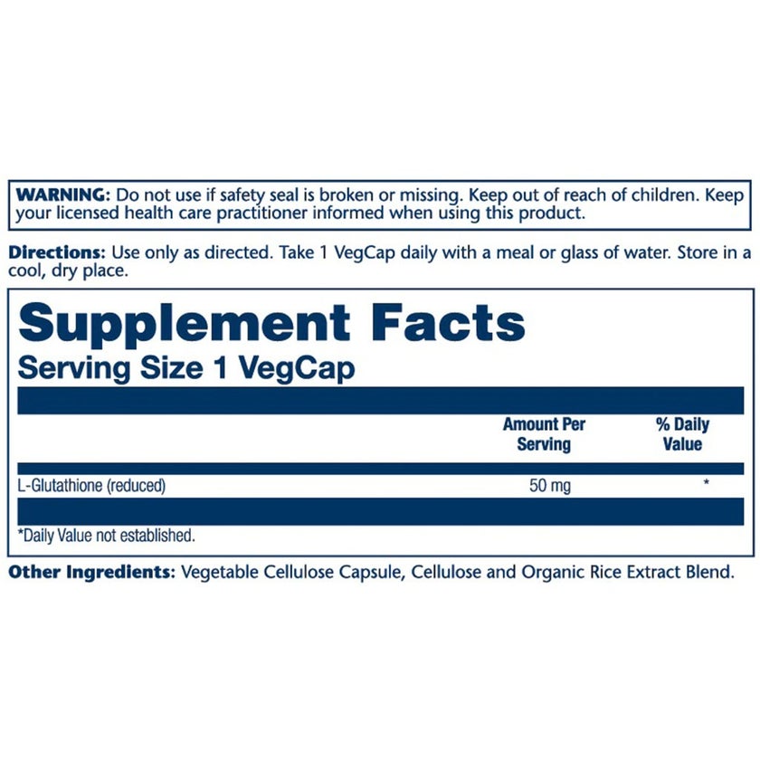 Solaray L Glutathione 50mg Vegetarian Capsules For Antioxidant Support, Pack of 60's
