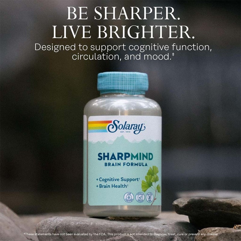 Solaray Sharpmind Brain Formula Vegetarian Capsules For Cognitive Support & Brain Health, Pack of 60's