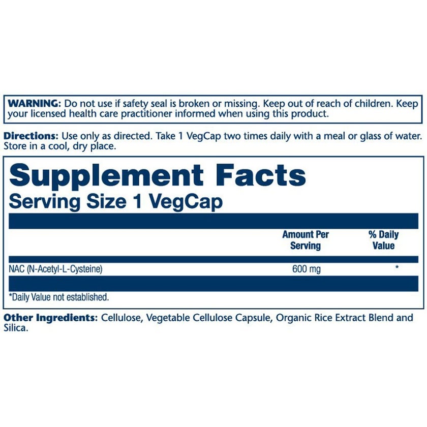 Solaray N-Acetyl-L-Cysteine 600mg Vegetarian Capsules For Immunity Support , Pack of 60's