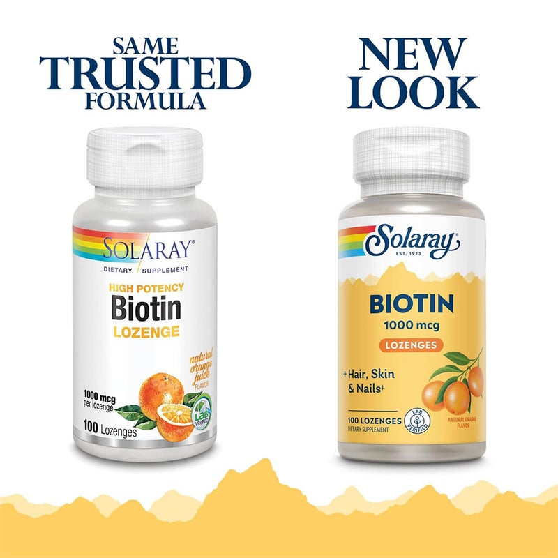 Solaray Biotin 1000mcg Lozenges For Healthy Hair, Skin & Nails, Pack of 100's