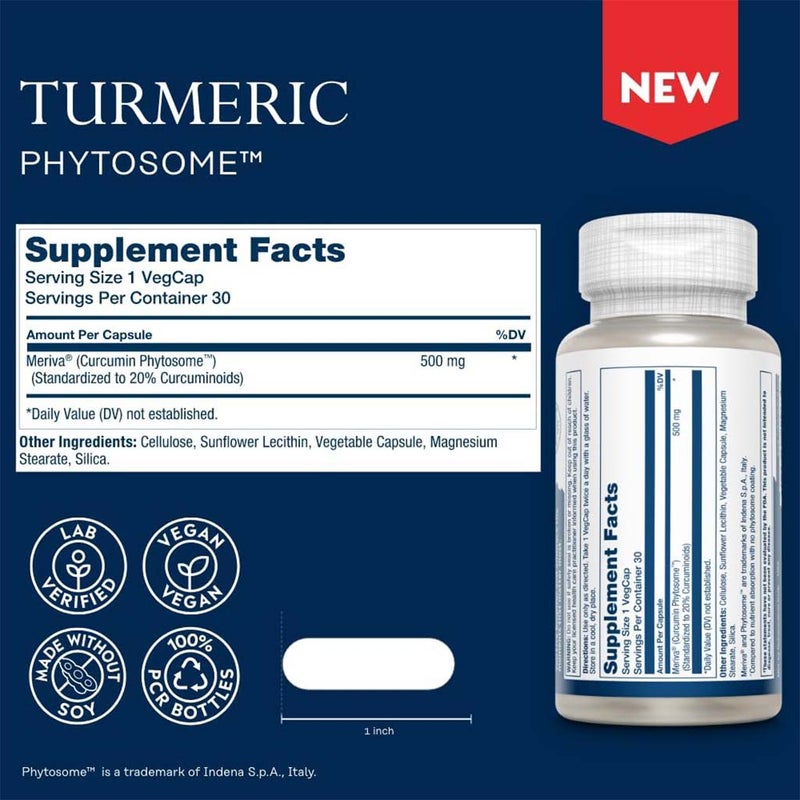 Solaray Prosorb Turmeric Curcumin Phytosome™ Vegcaps For Joint Support, Pack of 30's 
